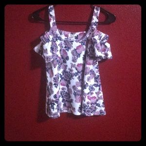 Pink and dark blue Flower shirt